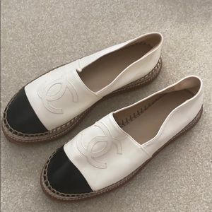 Authentic Chanel Espadrilles - Ivory/Black - 37